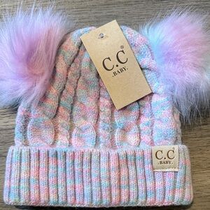 C.C Baby Pastel Knit Hat with Pom Poms